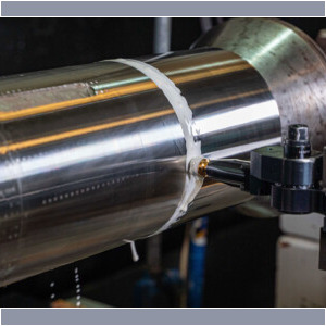 Close-up of a cylindrical metal workpiece